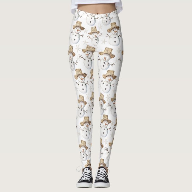 Leggings Navidades Snowman de la Costa de la Playa (Anverso)