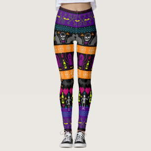 Leggings Navidades suéteres feos - Impresión de franja de