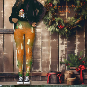 Leggings Navidades suéteres feos Naranja Verde