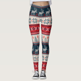 Leggings Navidades suéteres feos Patrón de punteado reno