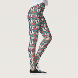 Leggings Navidades Tabby Gatos Con Poinsettias