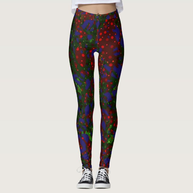 Leggings Navidades Tinsel Blue Red Design (Anverso)