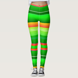 Leggings Navidades verde rojo creativo a rayas Leyendas