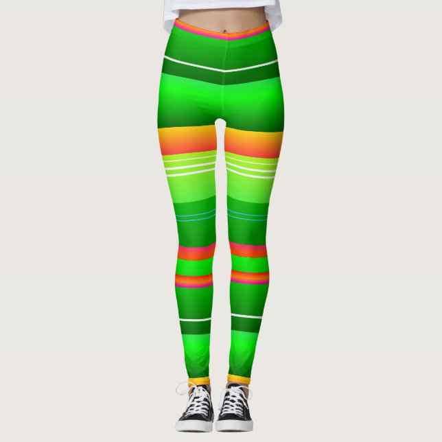 Leggings Navidades verde rojo creativo a rayas Leyendas (Anverso)