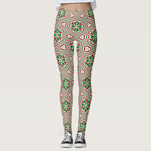 Leggings Navideño caleidoscopio boho ecléctico trippy funky (Anverso)