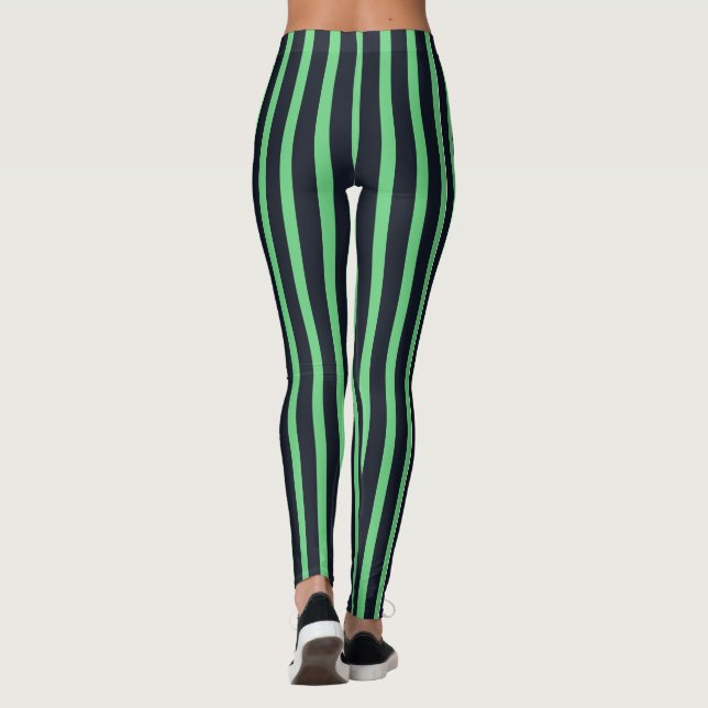Leggings navy & neon green stripes (Reverso)