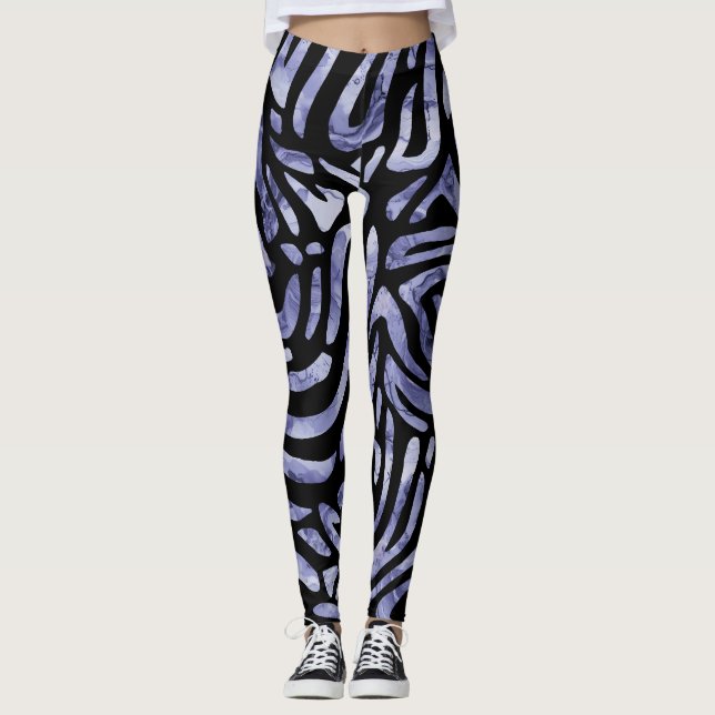 Leggings Navy y rayas de cebra negra (Anverso)