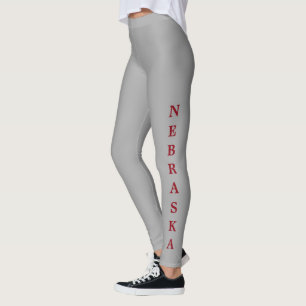 Leggings Nebraska Red Lettering Gray
