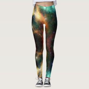 Leggings Nebulosa azul dorado gimnasio con uso activo