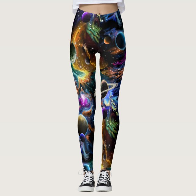Leggings Nebulosa y planetas del espacio (Anverso)