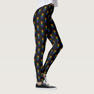 Leggings Negra   Orgullo Pineapple Rainbow Pattern