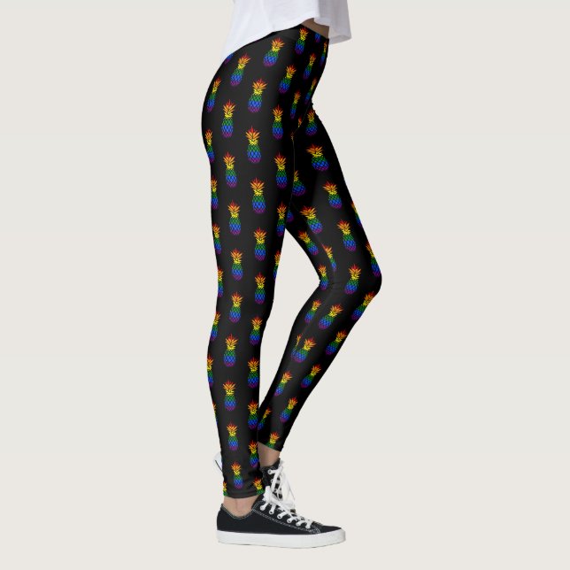 Leggings Negra | Orgullo Pineapple Rainbow Pattern (Derecha)