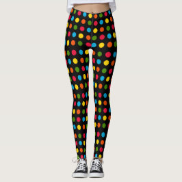 Leggings Negra | Punto Polka Verde Rojo Naranja Amarillo