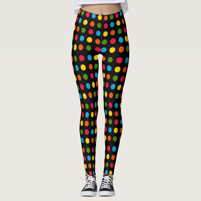 Leggings Negra | Punto Polka Verde Rojo Naranja Amarillo (Anverso)