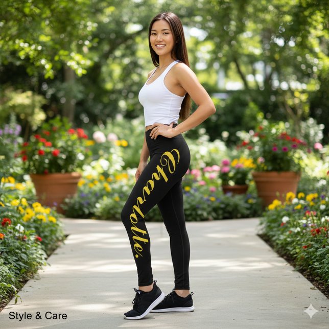 Leggings Negras con Texto Personalizado para una C (Custom Text Black Leggings for Stylish Comfort)