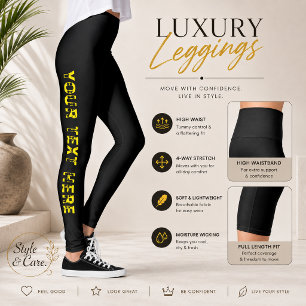 Leggings Negras con Texto Personalizado para una C