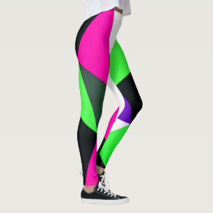 Leggings Negrita Color Block Neon Green Pink Purple de 80