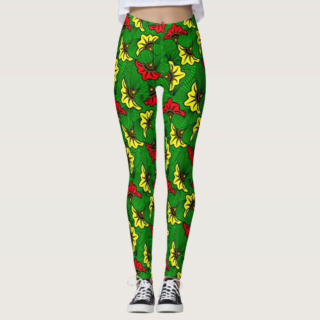 Leggings Negrita de impresión africana con estampado floral (Anverso)