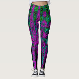 Leggings Negrita Magenta Resumen Groovy Olas Atómicas