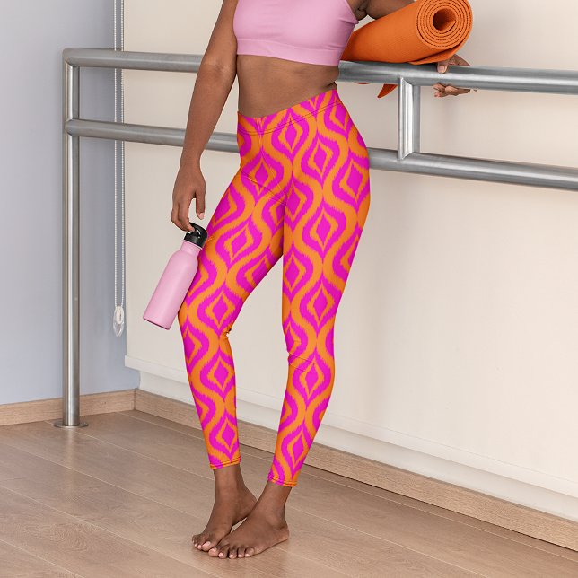 Leggings Negrita Naranja Hot Pink Summer Ikat Ogee Art Patt (Subido por el creador)