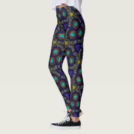 Leggings Negro amarillo blanco azul del diseño de Jimette