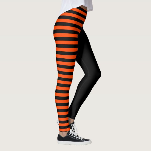 Leggings Negro asimétrico y rayado Naranja (Derecha)