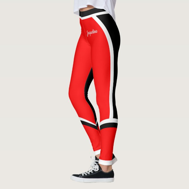 Leggings Negro blanco rojo (tu nombre) (Izquierda)