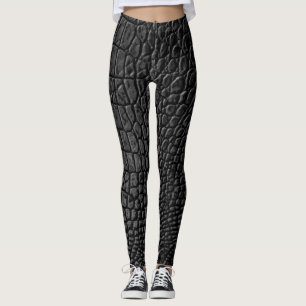 Leggings Negro brillante: Elegancia de textura de cuero
