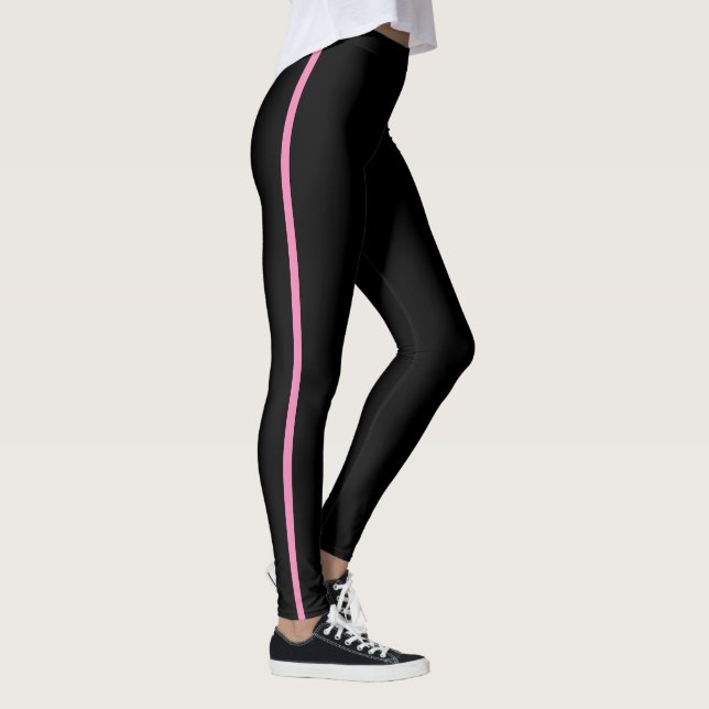 Leggings Negro con cintas de banda rosa (Derecha)