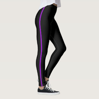 Leggings Negro con cintas violetas de banda