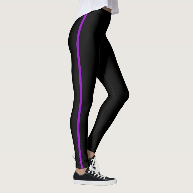 Leggings Negro con cintas violetas de banda (Derecha)