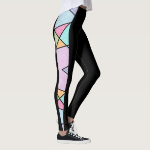 Leggings Negro con colores Pastel Resumen geométrico modern