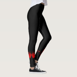 Leggings Negro con corazones rojos