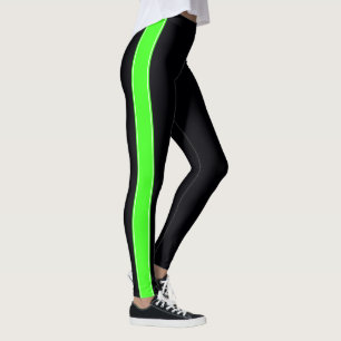 Leggings Negro con correas verdes de neón
