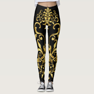 Leggings Negro con el detalle del modelo del damasco del