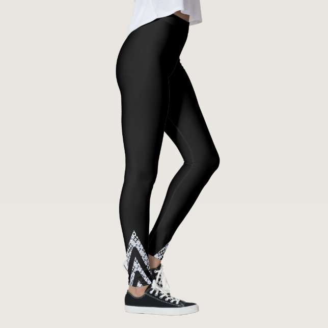Leggings Negro con inserción de patrones en los cuffs (Derecha)