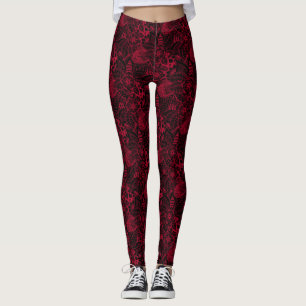 Leggings Negro con las piernas del patrón de encaje floral 