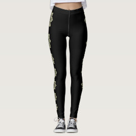 Leggings Negro con leggantas de medallones de crema