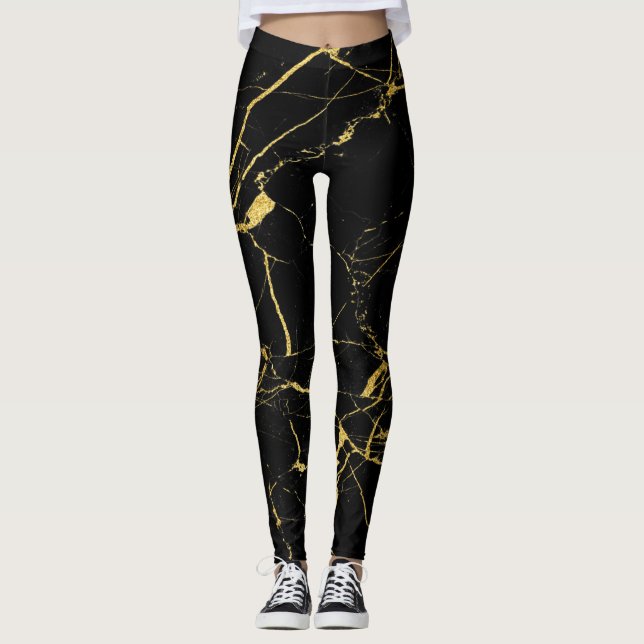 Leggings Negro con patrón de mármol de Relieve metalizado d (Anverso)