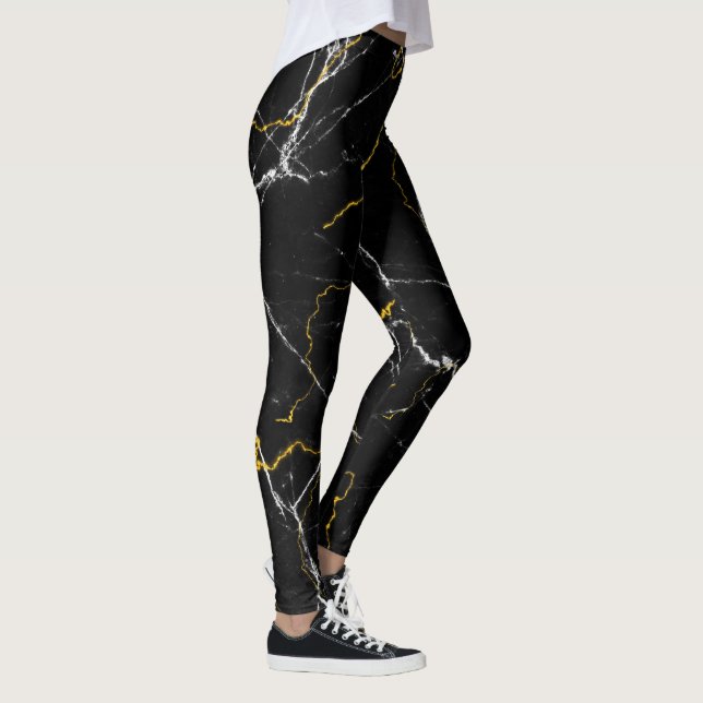 Leggings Negro con patrón de mármol de Relieve metalizado d (Derecha)