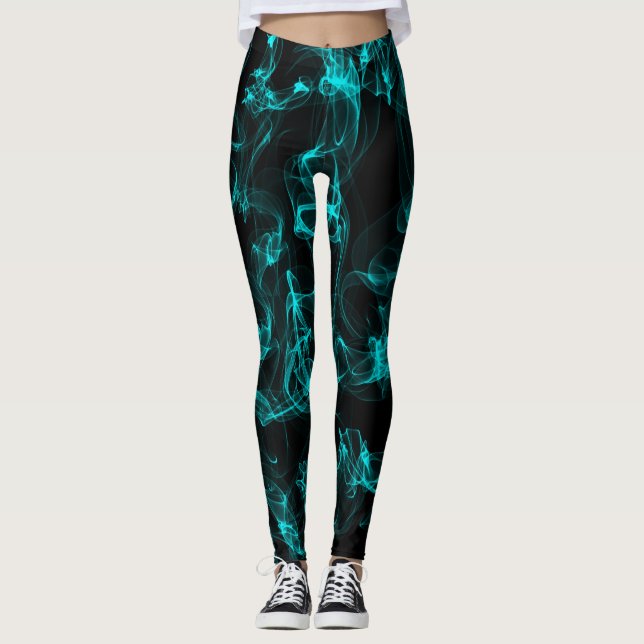 Leggings Negro con patrón Neon Green Liquide Smoke (Anverso)
