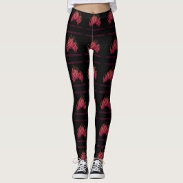 Leggings Negro con patrones de color de vino de uva