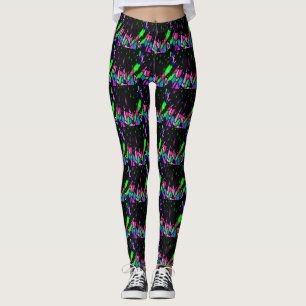 Leggings Negro con patrones en rosa y verde