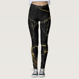 Leggings Negro con piernas de Relieve metalizado dorado