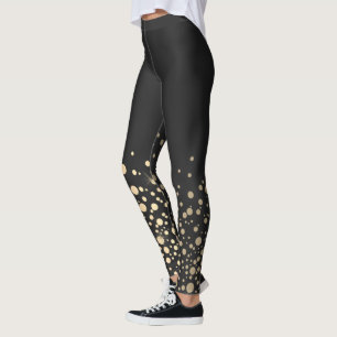 Leggings Negro con puntos de confetti dorado