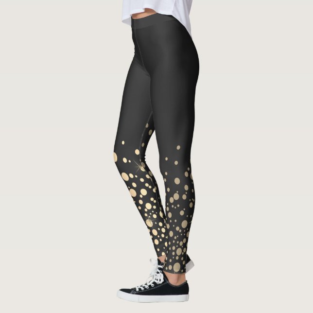 Leggings Negro con puntos de confetti dorado (Izquierda)