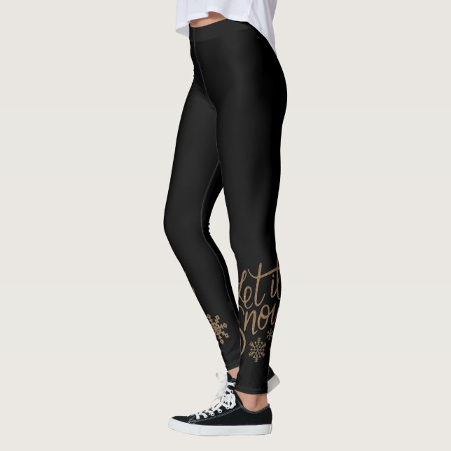 Leggings Negro con tono dorado que deje nevar las piernas (Izquierda)
