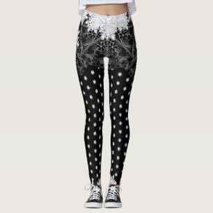 Leggings Negro de encaje cerámico y copo de nieve