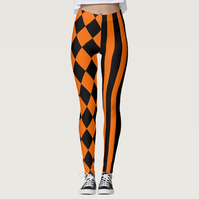 Leggings Negro de Halloween y modelo anaranjado de la (Anverso)