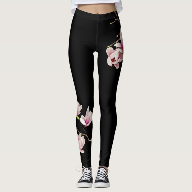 Leggings Negro de la magnolia (Anverso)